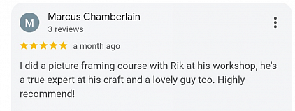 Framing courses good reviews on Google