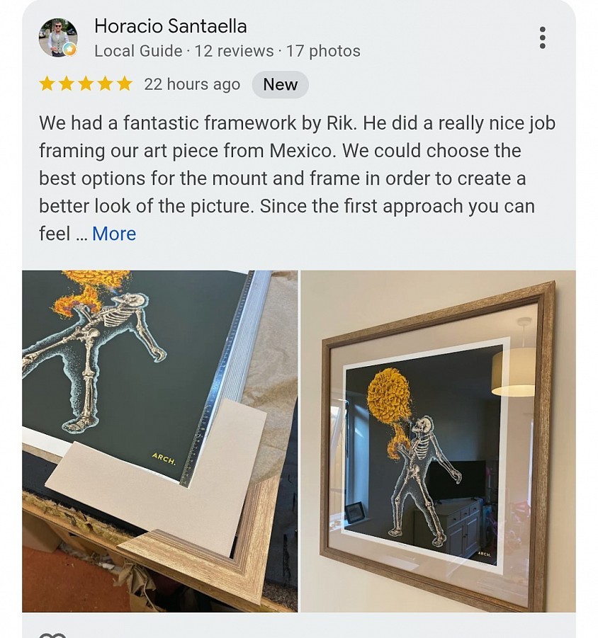 Google 5* reviews on Sheffield picture framing.